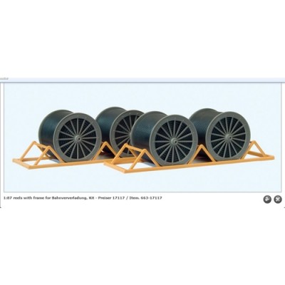 [ܼ] FSP17117 [PREISER] FSP17117 1:87 reels with frame for Bahnververladung