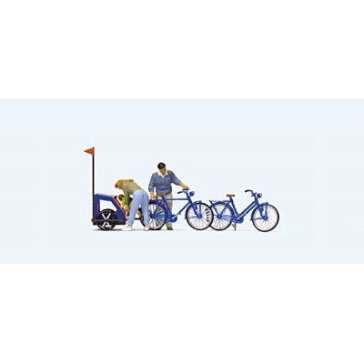 [ܼ] FSP10635 [PREISER] FSP10635 1/87 Ÿ Ÿ  (Family at the start of a bike ride)
