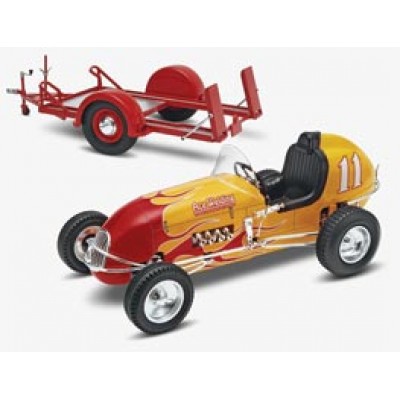 [ܼ] BM4267 [Revell USA] BM4267 1/25 Kurtis Kraft Offenhauser Midget Racer & Trailer Plastic