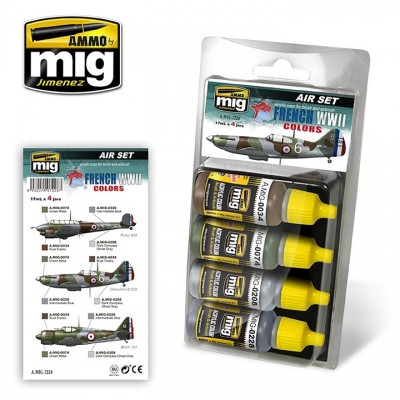 [ܼ] CG7228 [MIG AMMO] CG7228 French WWII Aircraft Colors - Acrylic Colors Set. 4 jars 17mL