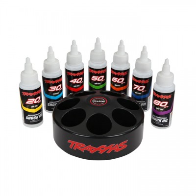 [ܼ] AX5038X [Traxxas] AX5038X Shock oil set (includes 20 wt, 30 wt, 40 wt, 50 wt, 60 wt, 70 wt, & 80 wt premium shock oils with spinning carousel rack)