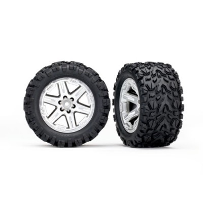 [ܼ] AX6774R [Traxxas] AX6774R Tires & wheels, assembled, glued (2.8) (RXT satin chrome wheels, Talon Extreme tires, foam inserts) (2WD electric rear) (2) (TSM rated)