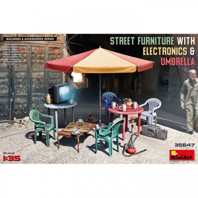 [ܼ] BE35647 [Miniart] BE35647 1/35 Street Furniture with Electronics and Umbrella