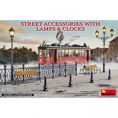 [ܼ] BE35639 [Miniart] BE35639 1/35 Street Accessories with Lamps and Clocks