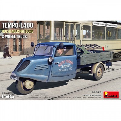 [ܼ] BE38025 [Miniart] BE38025 1/35 Tempo E400 Hochlader Pritsche 3-Wheel Truck