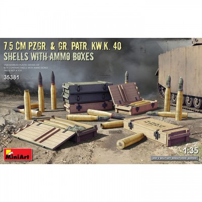 [ܼ] BE35381 [Miniart] BE35381 1/35 7.5 cm Pzgr.and Gr. Patr. Kw.K. 40 Shells with Ammo Boxes