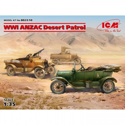 [ܼ] BICMDS3510 [ICM] BICMDS3510 1/35 WWI ANZAC Desert Patrol - Model T LCP,Utility,Touring