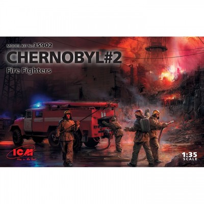 [ܼ] BICM35902 [ICM] BICM35902 1/35 Chernobyl No2.AC-40-137A Firetruck, 4 Figures, Diorama Base with Background