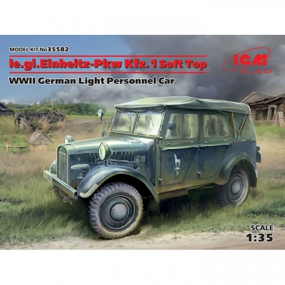 [ܼ] BICM35582 [ICM] BICM35582 1/35 le.gl.Einheitz-Pkw Kfz.1 Soft Top, WWII German Light Personnel Car