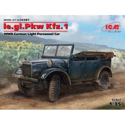 [ܼ] BICM35581 [ICM] BICM35581 1/35 le.gl.Einheits-Pkw Kfz.1, WWII German Light Personnel Car (100% new molds)