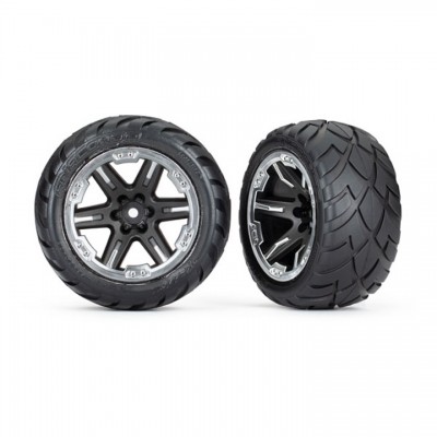 [ܼ] AX6775X [Traxxas] AX6775X Tires & wheels, assembled, glued (2.8) (RXT black & chrome wheels, Anaconda tires, foam inserts)