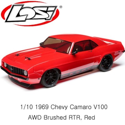 [ܼ] LOS03033T1 [TEAM LOSI] 1/10 1969 Chevy Camaro V100 AWD Brushed RTR, Red