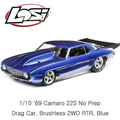 [ܼ] LOS03035T2 [TEAM LOSI] 1/10 1969 Camaro 22S No Prep Drag Car, Brushless 2WD RTR, Blue
