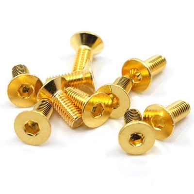 [���ܼ�] SHF-308GD [Yeah Racing] (24K ��� ���� ����) 12.9 Grade Stainless Steel 24K Gold Coated Screw 3x8mm Hex Socket Flat Head Screw 10pcs