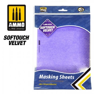 [ܼ] CG8244 [MIG AMMO] CG8244 SOFTOUCH VELVET MASKING SHEETS 280x195 mm
