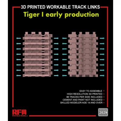 [ܼ] CRM2029 [RFM] CRM2029 1/35 Tiger I Early Prodution 3D Printed Workable Track Links -  