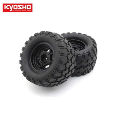 [���ܼ�] KYKBTH001BK [KYOSHO] Gluedtire + wheel (MAD WAGON VE/Black/2pcs)