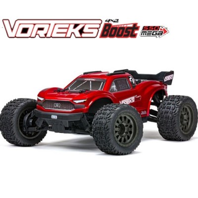[ܼ] ARA4105V4T1 [ARRMA] 1/10 VORTEKS 4X2 BOOST MEGA 550 Brushed Stadium Truck RTR, Red
