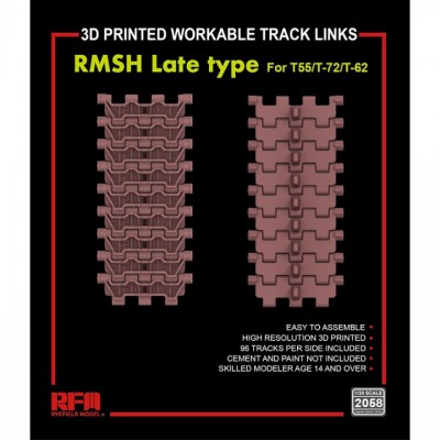 [ܼ] CRM2058 [RFM] CRM2058 1/35 RMSH late type workable track links for T55/T-72/T-62 (3D printed)-   -  