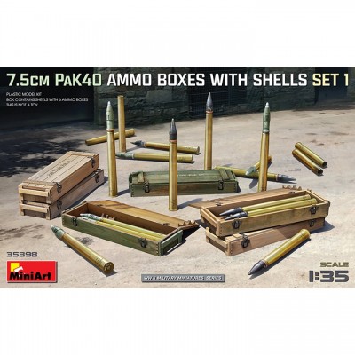 [ܼ] BE35398 [Miniart] BE35398 1/35 7.5cm PaK40 Ammo Boxes w/Shells Set 1