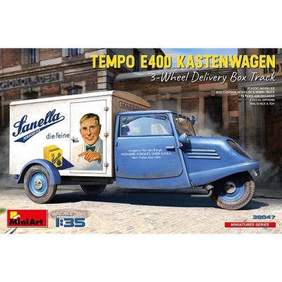 [ܼ] BE38047 [Miniart] BE38047 1/35 Tempo E400 Kastenwagen 3-Wheel Delivery Box Track