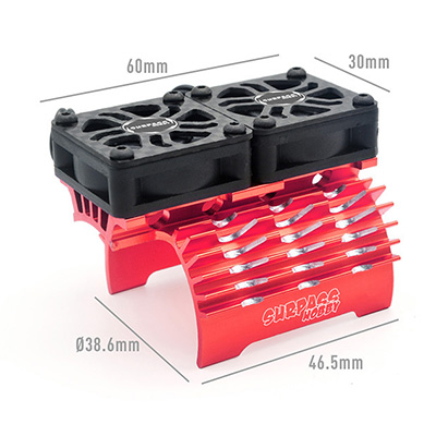 [ܼ] 697238888373 [SURPASS HOBBY] Double Fans 40mm Heatsink Red 8.4V / 27000RPM for 1/8 (40/42mm Motor)