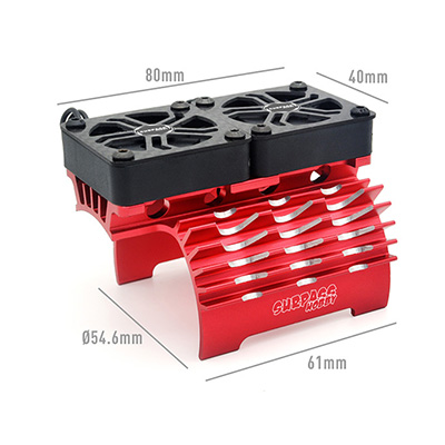 [ܼ] 697238888381 [SURPASS HOBBY] 1/5 Scale (Double Fans 56mm Heatsink Red 8.4V/16000RPM for (55/56/58mm)