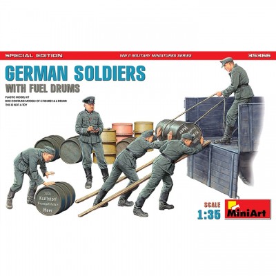 [ܼ] BE35366 [Miniart] BE35366 1/35 German Soldiers w/ Fuel Drums. Special Edition