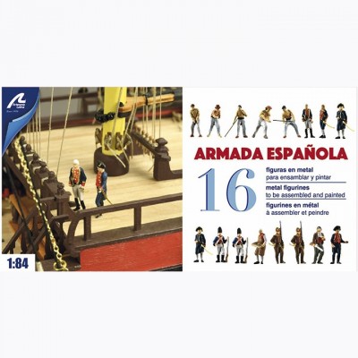 [ܼ] BA22901F [Artesania-Latina] BA22901F 1/84 Set of 16 Metal Figurines with Accessories for Spanish Navy Ships