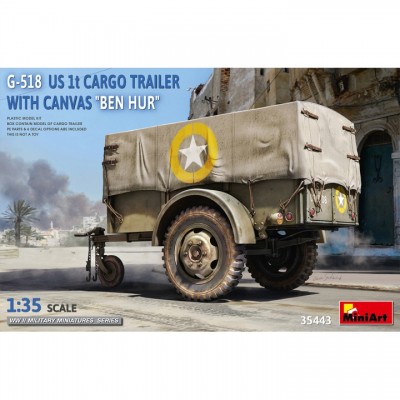 [ܼ] BE35443 [Miniart] BE35443 1/35 G-518 US 1t Cargo Trailer w/Canvas Ben Hur