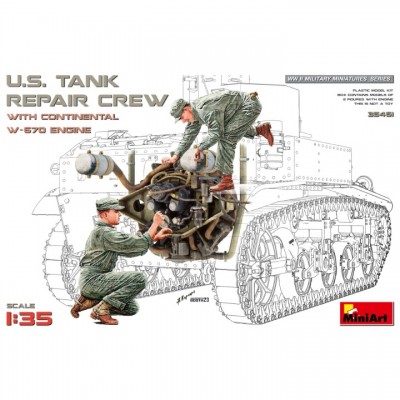 [ܼ] BE35461 [Miniart] BE35461 1/35 U.S.Tank Repair Crew w/Continental W-670 Engine