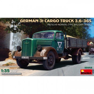 [ܼ] BE35442 [Miniart] BE35442 1/35 German 3t Cargo Truck 3,6-36S Pritsche-Normal-Type Military Service