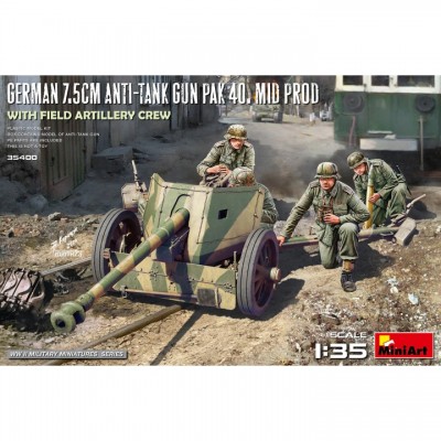 [ܼ] BE35400 [Miniart] BE35400 1/35 German 7.5cm Anti-Tank Gun PaK 40. Mid Prod w/ Artillery Crew