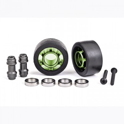[ܼ] AX7775G [Traxxas] AX7775G Wheels, wheelie bar, 6061-T6 aluminum (green-anodized) (2)