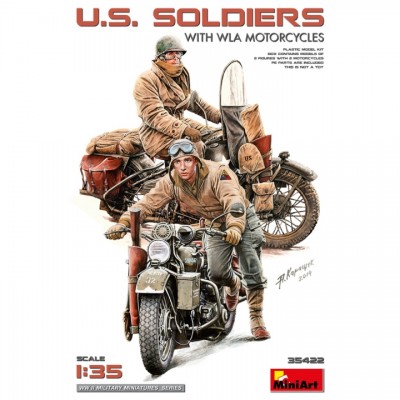 [ܼ] BE35422 [Miniart] BE35422 1/35 U.S. Soldiers w/ WLA Motorcycles
