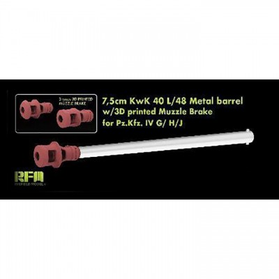[ܼ] CRM2083 [RFM] CRM2083 1/35 7.5cm KwK 40 L/48 Metal Gun Barrel w/3D printed Muzzle Brake for Pz.Kpfw.IV Ausf.G/H/J