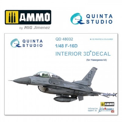 [ܼ] CGQD48032 [Quinta Studio] CGQD48032 1/48 F-16D 3D-Printed & Coloured Interior on Decal Paper (for Hasegawa Kit)