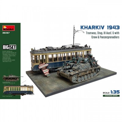 [ܼ] BE36067 [Miniart] BE36067 1/35 Kharkiv 1943: Tram & Stug.III Ausf. G w/Crew. Big Set