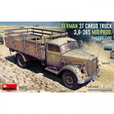 [ܼ] BE35449 [Miniart] BE35449 1/35 German 3t Cargo Truck 3,6-36SMid Prod PmQ600-Type