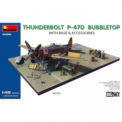 [ܼ] BE48018 [Miniart] BE48018 1/48 Thunderbolt P-47D Bubbletop w/Base & Accessories. Big Set