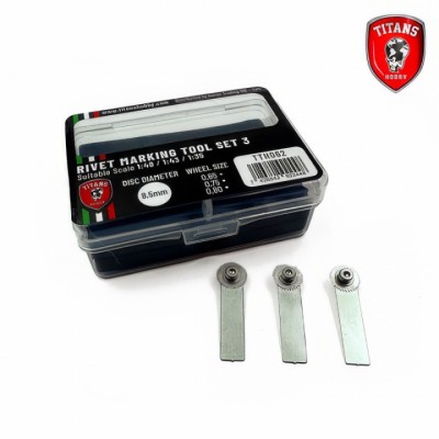 [ܼ] CGTTH062 [Titan Merchandise] CGTTH062 Rivet Maker Tool Set 3 - scales 1:48/1:43/1:35 3 wheels diam.8,5mm x mm. 0.65/0.75/0.80