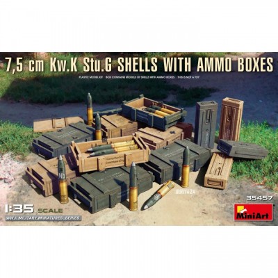 [���ܼ�] BE35457 [Miniart] BE35457 1/35 7.5 cm Kw.K Stu.G Shells with Ammo Boxes