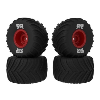 [���ܼ�] ARA-2585 [ARRMA] ARA-2585 dBoots Chevron MT Tire Set Glued (Red) (2 Pairs) - GROM
