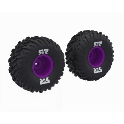 [���ܼ�] ARA-2576 [ARRMA] ARA-2576 dBoots Cut Chevron MT Tire Set Glued - Purple 14mm HEX