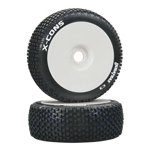 [���ܼ�] DTXC3611 [DURATRAX] Duratrax 1/8 X-Cons Buggy Tire C3 Mounted White (2)