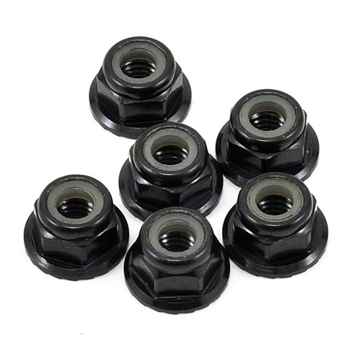 [���ܼ�] TLR336000 Team Losi Racing 4mm Aluminum Serrated Locknut Set (6) - Black