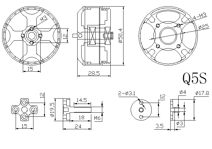 [���ܼ�] Q5S400 [HL] Q5S 4310 / 400KV 4-6S Outrunner Brushless Motor (�����Ǹ�)