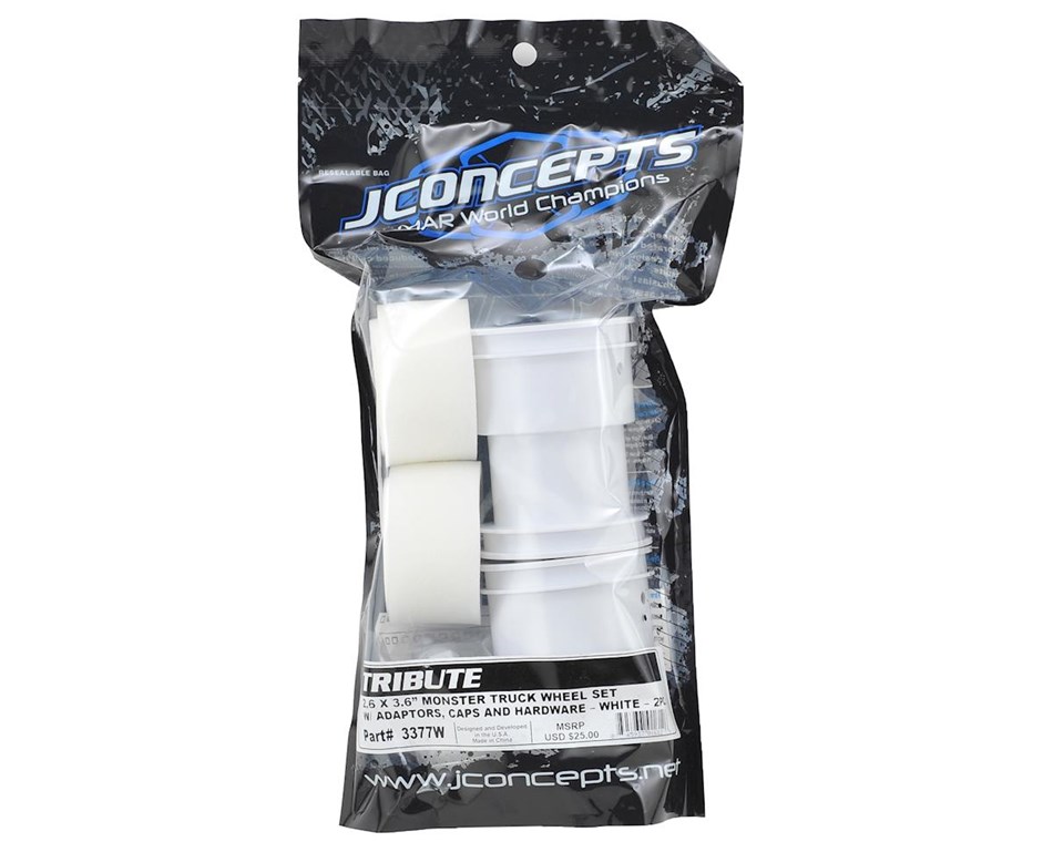 [���ܼ�] JCO3377W [jconcepts] JConcepts Tribute 2.6 x 3.6 Monster Truck Wheel (White) (2)