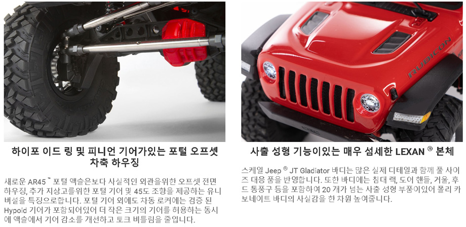 [���ܼ�] AXI03006T2 [AXIAL] 1/10 SCX10III Jeep JT ���� �۷������� ��ũ��﷯ RED - ���͸�, ������ �ʿ�