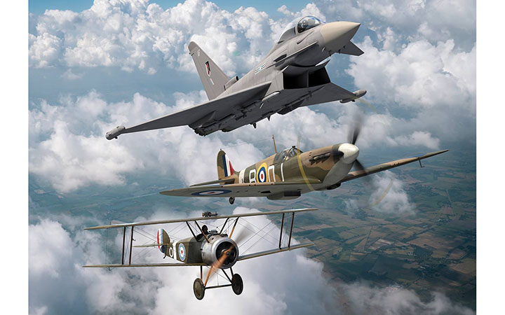 [ܼ] BB50181 [Airfix] BB50181 1/72 RAF Centenary Gift Set Sopwith Camel 2F.1/Supermarine Spitfire Mk.Ia/Eurofighter Typhoon F.Mk.2